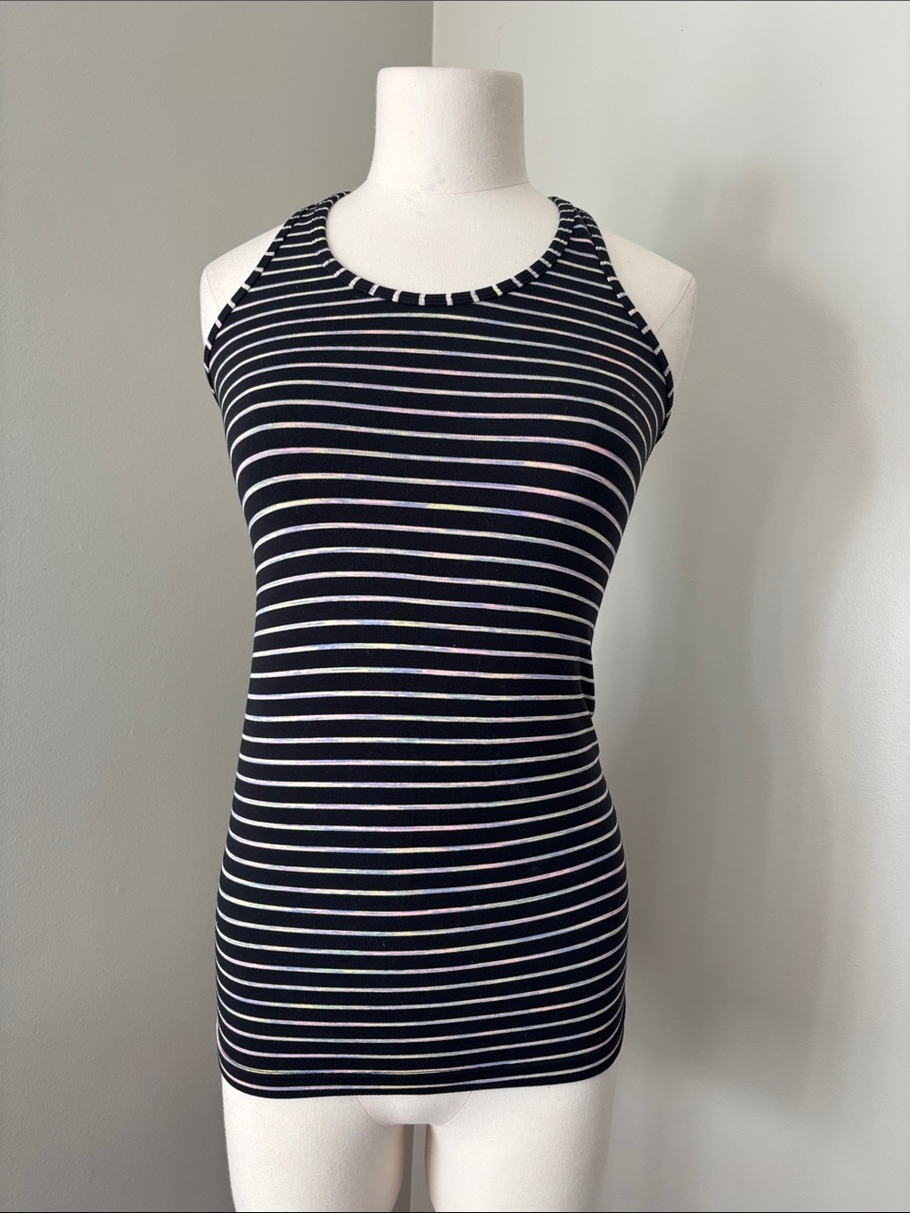 Ivivva Striped Racerback Tank - Black with Rainbow Stripes 12